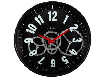 Ceas de perete NeXtime Modern Gear 36cm, negru