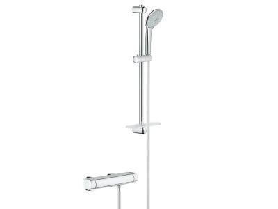 Baterie dus termostatata Grohe Grohtherm 2000 cu set de dus Euphoria 110 Massage cu bara 60cm, crom