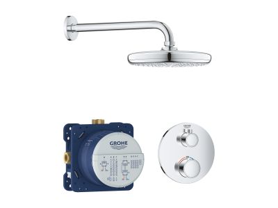 Sistem de dus incastrat Grohe Grohtherm Perfect Round Tempesta 210 cu 1 consumator, crom