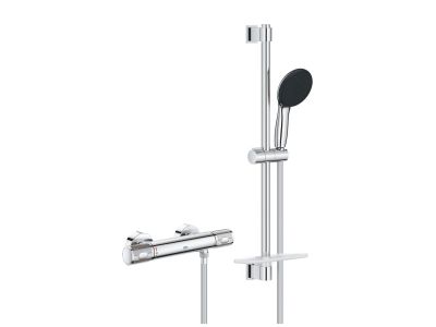 Baterie dus termostatata Grohe Precision Feel cu set de dus Vitalio Start  110 cu bara 60cm, crom