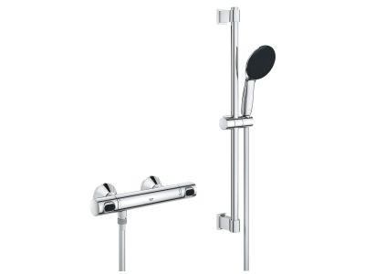 Baterie dus termostatata Grohe Precision Flow cu set de dus Vitalio Start 110 cu bara 60cm, crom