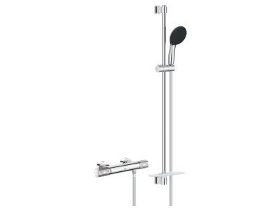 Baterie dus termostatata Grohe Precision Feel cu set de dus Vitalio Start 110 cu bara 90cm, crom