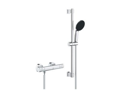 Baterie dus termostatata Grohe Precision Get cu set de dus Vitalio Start 110 cu bara 60cm, crom