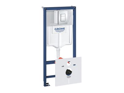 Set rezervor incastrat Grohe Rapid SL 4-in-1  cu cadru pentru vas wc, set fixare, garnitura fonoizolanta si clapeta Skate Cosmopolitan crom