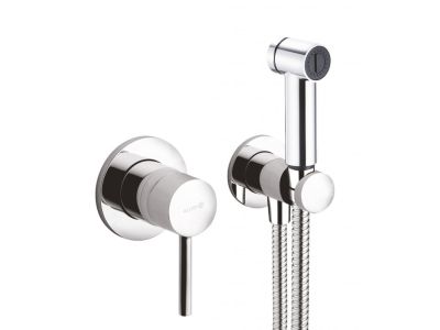 Set dus igiena intima Kludi Bozz cu para, agatatoare, furtun de dus 1250mm si baterie incastrata, crom
