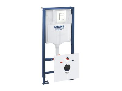 Set rezervor incastrat Grohe Rapid SL 5-in-1  cu cadru pentru vas wc, Fresh Kit si clapeta Arena Cosmopolitan alb