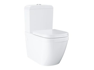 Set complet vas wc Grohe Euro Ceramic Rimless, rezervor cu alimentare inferioara si cu capac inchidere lenta si Quick Release, alb