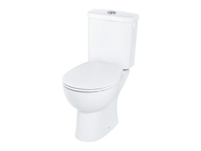 Set complet vas wc Grohe Bau Ceramic Rimless cu rezervor asezat si capac detasabil cu inchidere lenta, alb