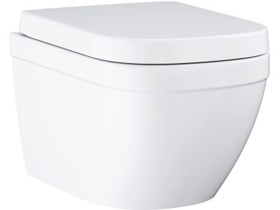 Set vas wc suspendat Grohe Euro Ceramic Rimless si capac cu inchidere lenta, Triple Vortex, alb
