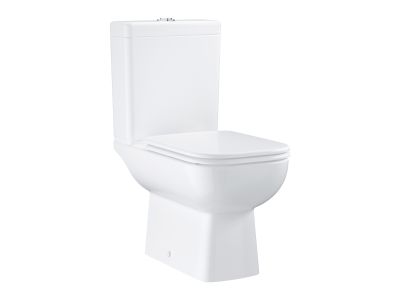 Set complet vas wc Grohe Start Edge Ceramic Rimless, rezervor cu alimentare inferioara si capac cu inchidere lenta, alb