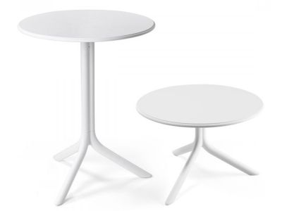 Masa exterior Nardi Spritz, h 76.5cm, diametru 60.5cm, alb