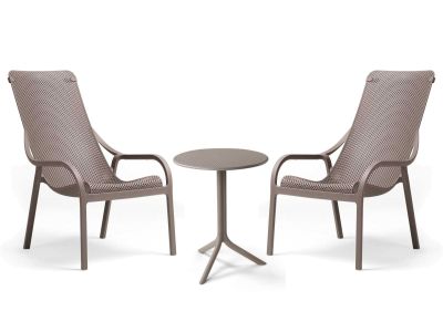 Set Nardi cu 2 fotolii Net Lounge tortora + masuta Step tortora