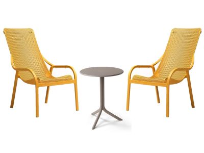 Set Nardi cu 2 fotolii Net Lounge mustar  + masuta Step tortora