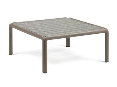 Masuta exterior Nardi Komodo Tavolino Vetro, blat sticla, 70x70cm, h32.5cm, tortora