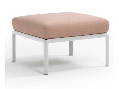 Pouf exterior Nardi Komodo 5, 72x72cm, cadru alb, perna roz quarzo
