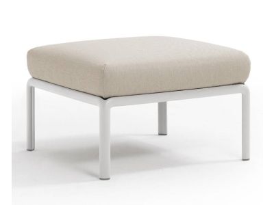 Pouf exterior Nardi Komodo 5, 72x72cm, cadru alb, perna gri Tech Panama