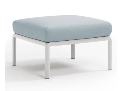 Pouf exterior Nardi Komodo 5, 72x72cm, cadru alb, perna bleu ghiaccio Sunbrella