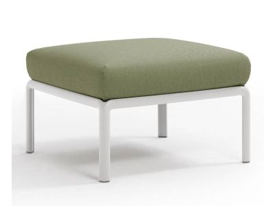 Pouf exterior Nardi Komodo 5, 72x72cm, cadru alb, perna verde giungla Sunbrella