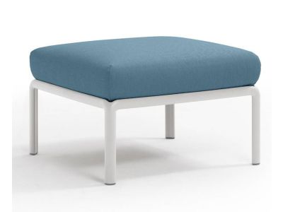 Pouf exterior Nardi Komodo 5, 72x72cm, cadru alb, perna albastru adriatic Sunbrella