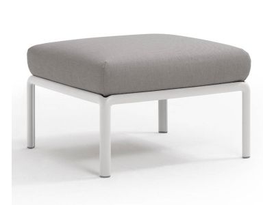Pouf exterior Nardi Komodo 5, 72x72cm, cadru alb, perna gri komodo