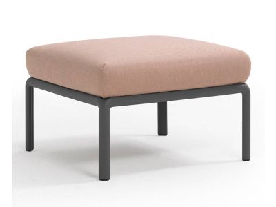 Pouf exterior Nardi Komodo 5, 72x72cm, cadru antracit, perna roz quarzo