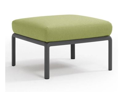 Pouf exterior Nardi Komodo 5, 72x72cm, cadru antracit, perna verde avocado Sunbrella