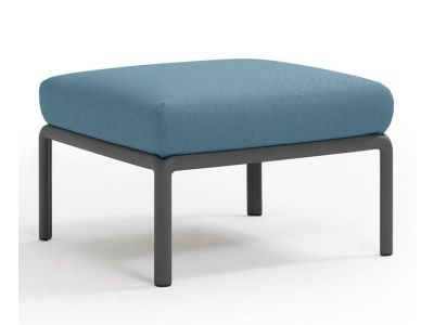 Pouf exterior Nardi Komodo 5, 72x72cm, cadru antracit, perna albastru adriatic Sunbrella