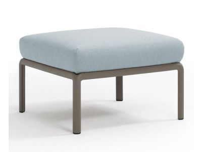 Pouf exterior Nardi Komodo 5, 72x72cm, cadru tortora, perna bleu ghiaccio Sunbrella