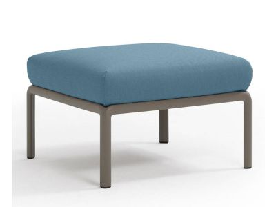 Pouf exterior Nardi Komodo 5, 72x72cm, cadru tortora, perna albastru adriatic Sunbrella