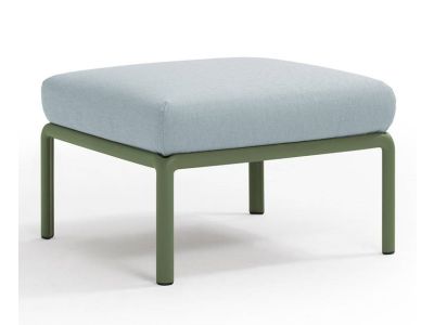 Pouf exterior Nardi Komodo 5, 72x72cm, cadru verde, perna bleu ghiaccio Sunbrella