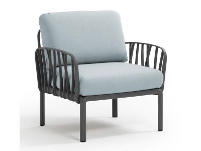 Fotoliu exterior Nardi Komodo, cadru antracit, perne bleu ghiaccio Sunbrella