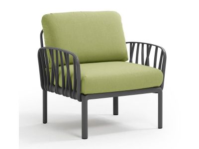 Fotoliu exterior Nardi Komodo, cadru antracit, perne verde avocado Sunbrella