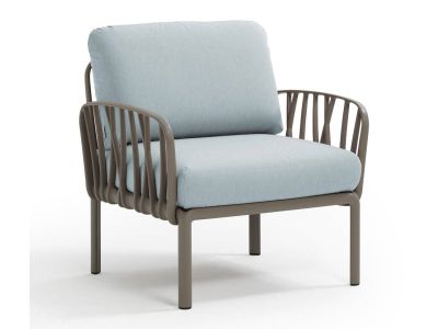Fotoliu exterior Nardi Komodo, cadru tortora, perne bleu ghiaccio Sunbrella