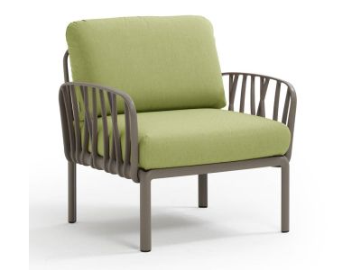 Fotoliu exterior Nardi Komodo, cadru tortora, perne verde avocado Sunbrella