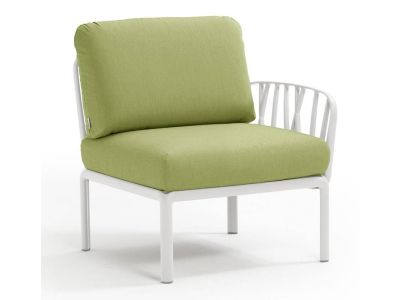 Element terminal Nardi Komodo 5, 72cm dreapta/stanga, cadru alb, perne verde avocado Sunbrella
