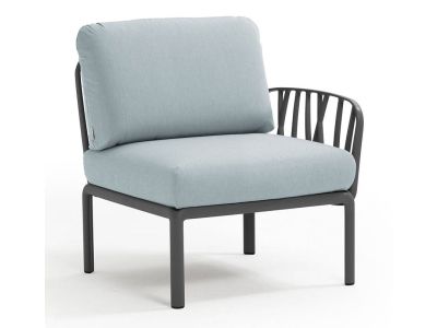 Element terminal Nardi Komodo 5, 72cm dreapta/stanga, cadru antracit, perne bleu ghiaccio Sunbrella