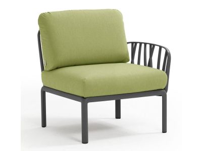 Element terminal Nardi Komodo 5, 72cm dreapta/stanga, cadru antracit, perne verde avocado Sunbrella