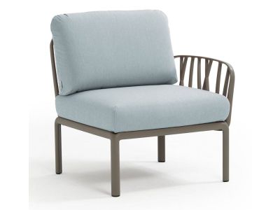Element terminal Nardi Komodo 5, 72cm dreapta/stanga, cadru tortora, perne bleu ghiaccio Sunbrella