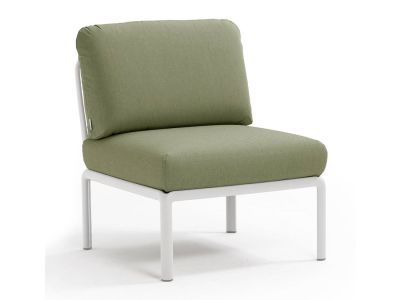 Element central Nardi Komodo 5, 72cm, cadru alb, perne verde giungla Sunbrella