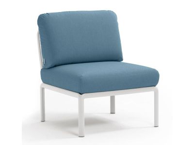 Element central Nardi Komodo 5, 72cm, cadru alb, perne albastru adriatic Sunbrella