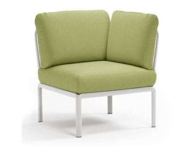 Element de colt Nardi Komodo 5, 78cm, cadru alb, perne verde avocado Sunbrella