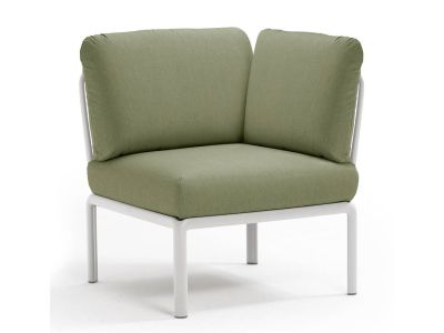Element de colt Nardi Komodo 5, 78cm, cadru alb, perne verde giungla Sunbrella