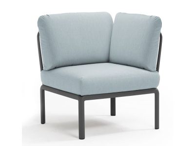 Element de colt Nardi Komodo 5, 78cm, cadru antracit, perne bleu ghiaccio Sunbrella