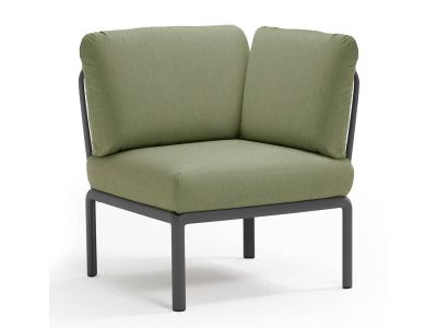 Element de colt Nardi Komodo 5, 78cm, cadru antracit, perne verde giungla Sunbrella