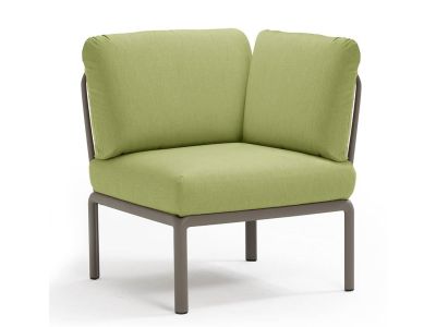 Element de colt Nardi Komodo 5, 78cm, cadru tortora, perne verde avocado Sunbrella