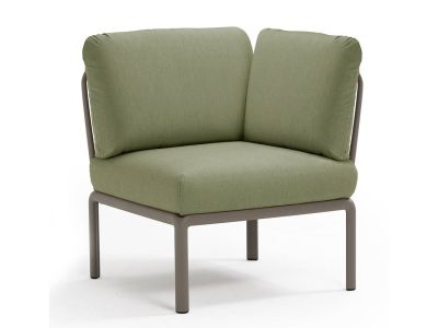 Element de colt Nardi Komodo 5, 78cm, cadru tortora, perne verde giungla Sunbrella