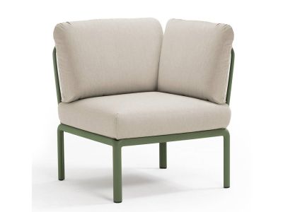 Element de colt Nardi Komodo 5, 78cm, cadru verde, perne gri Tech Panama