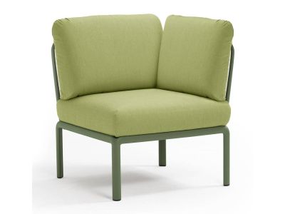 Element de colt Nardi Komodo 5, 78cm, cadru verde, perne verde avocado Sunbrella