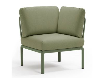 Element de colt Nardi Komodo 5, 78cm, cadru verde, perne verde giungla Sunbrella