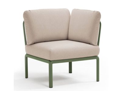 Element de colt Nardi Komodo 5, 78cm, cadru verde, perne canvas Sunbrella